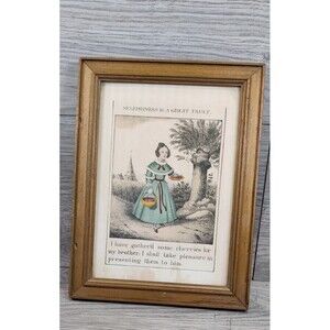 Vtg Framed Borghese Print "Selfishness Is A Great Fault"  Chic Teacher Wall Art